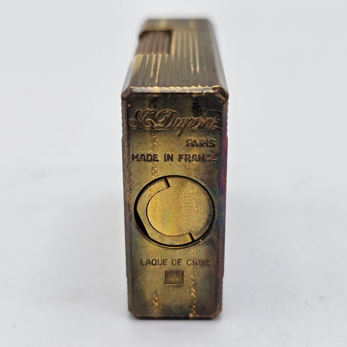 【4N10】 1円スタート S.T. Dupont ライン1 ショート エステー デュポン ゴールドカラー ローラー ガスライター 喫煙具 火花確認済の画像10