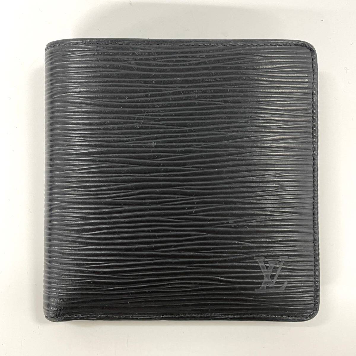 【4Z11】1円スタート LOUIS VUITTON / VI0012 ルイヴィトン エピ ノワール ポルトフォイユ・マルコ 二つ折り 財布 ブラック の画像1