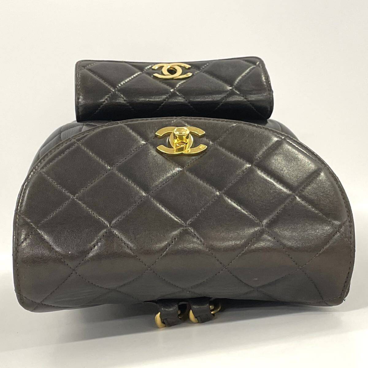 【5R8】1円スタート CHANEL / 3762516 シャネル マトラッセ リュックサック チェーンリュック ココマーク ターンロック ラムスキン _画像7