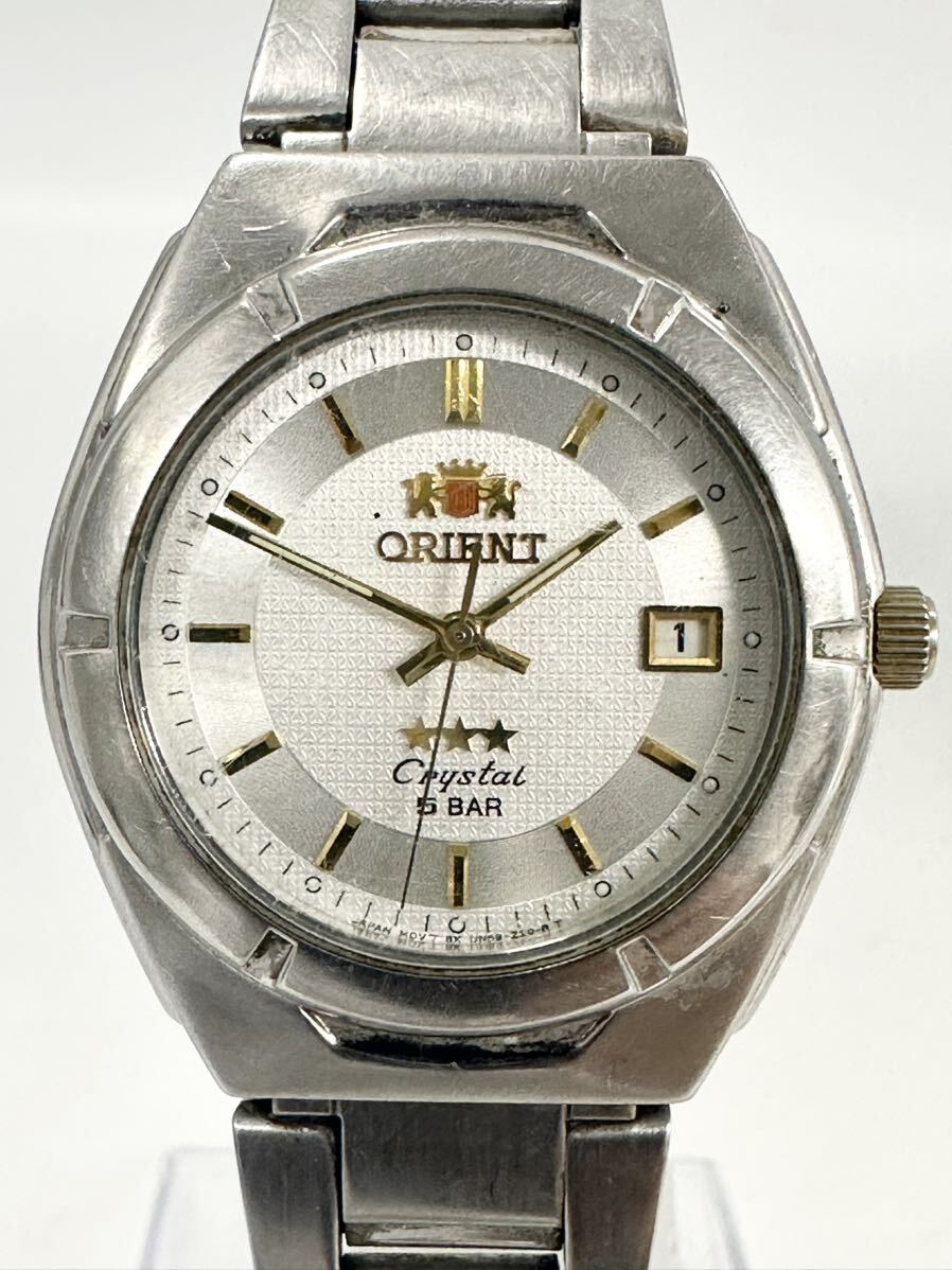 【4T83】1円スタート ORIENT Crystal 5 BAR / UN59-C3-C オリエント クオーツ デイト メンズ 腕時計の画像1