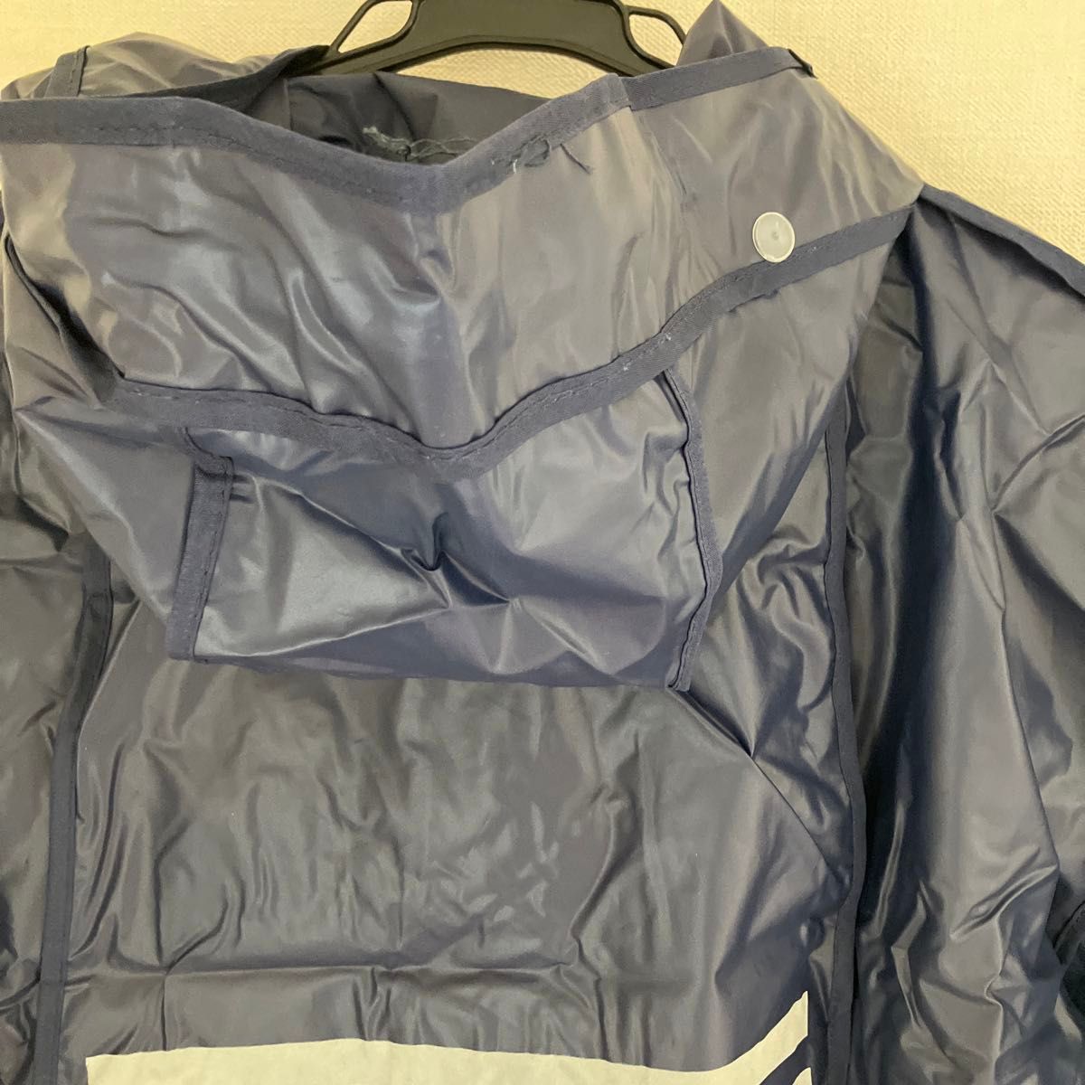 レインコート　紺色　フードカバー付き　雨具　カッパ　かわいい　防水