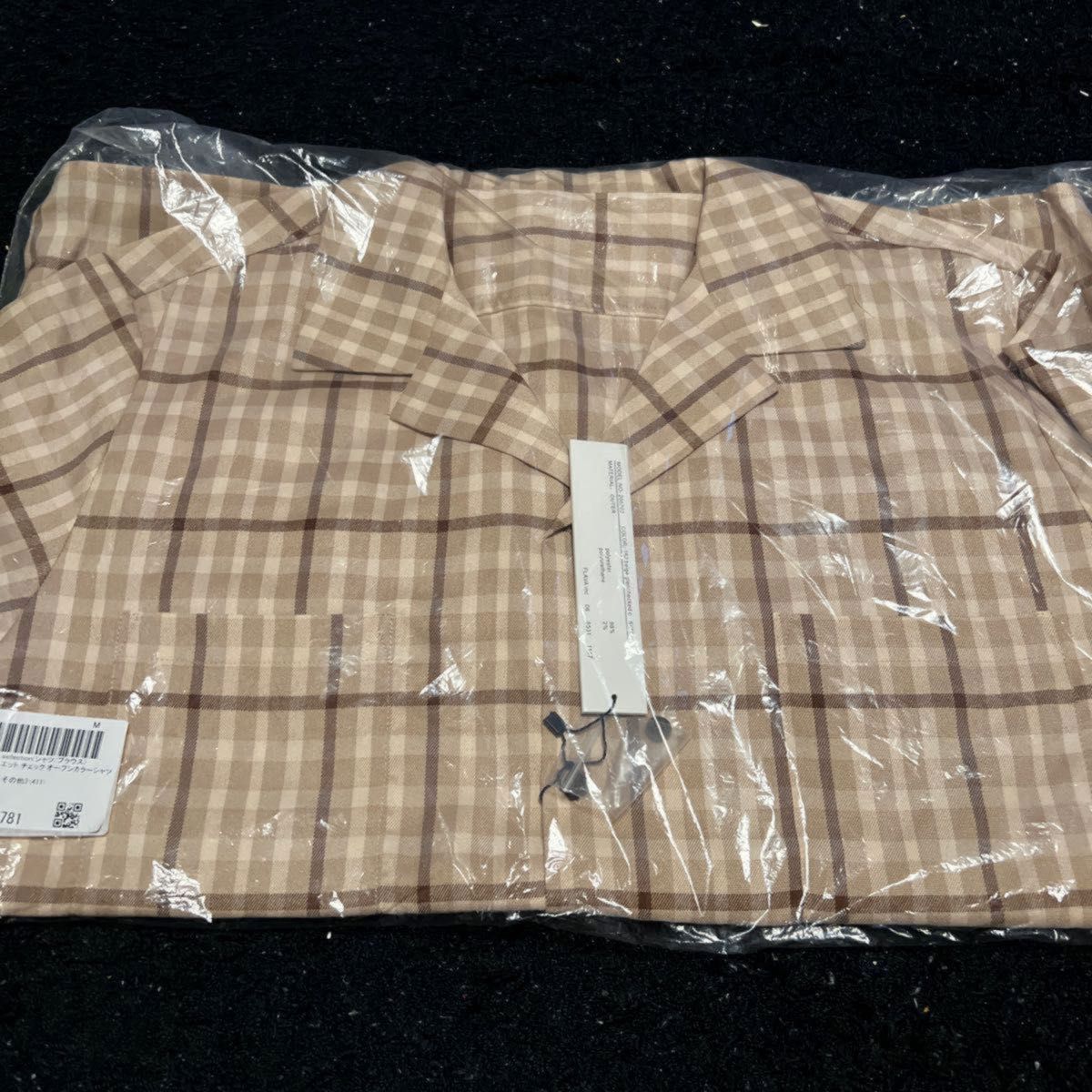 新品￥4950 ビッグシルエット チェック オープンカラーシャツ / オーバーサイズ 開襟シャツ Ｍ 長袖シャツ ジャケット