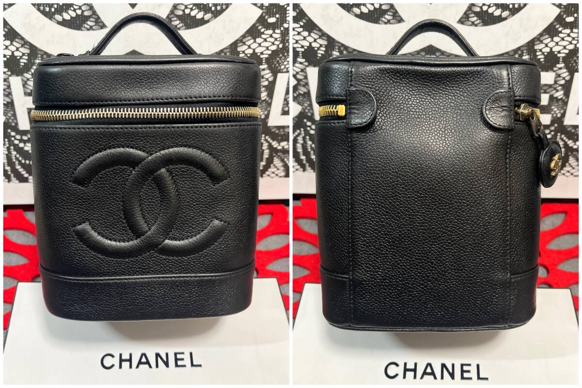 ◆◇ 極上美品 CHANEL ★ シャネル バニティ ヴァニティ バッグ キャビアスキン ブラック × ゴールド 656 ◇◆_画像2