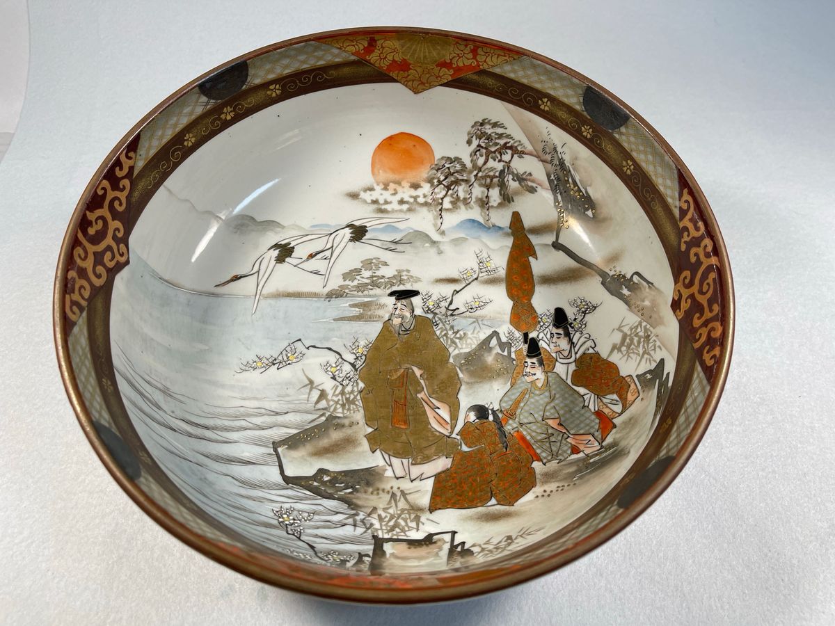 九谷焼 色絵 飾鉢 古九谷 骨董 大皿 九谷製 飾り皿 金彩 幅き 九谷焼 色絵 飾鉢 古九谷 骨董 大皿 九谷製 飾り皿 金彩 幅き
