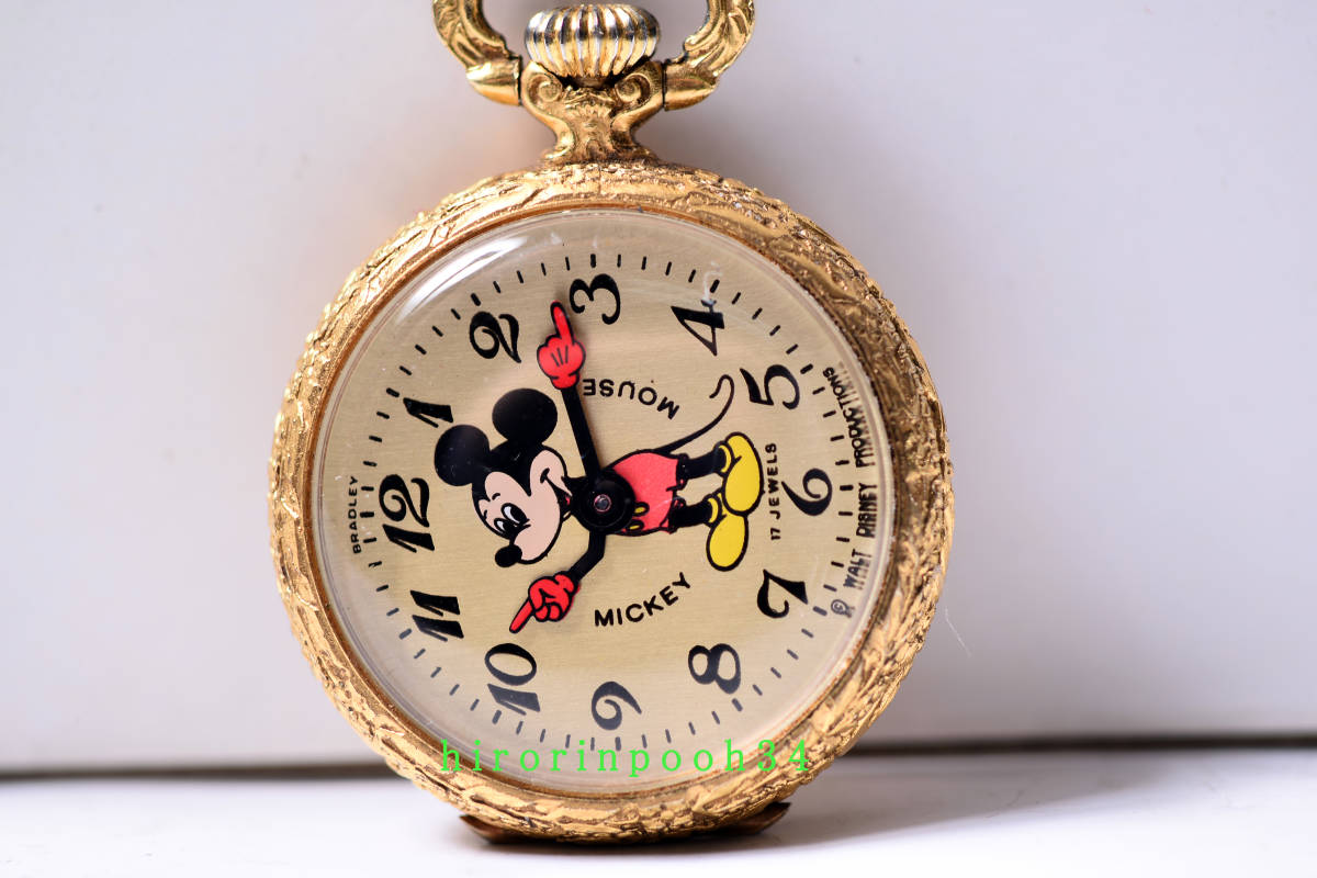  Vintage BRADLEY| ELGIN высший класс 17 камень Mickey Mouse подвеска | настольный ручной завод часы SWISSb Lad Ray Elgin 