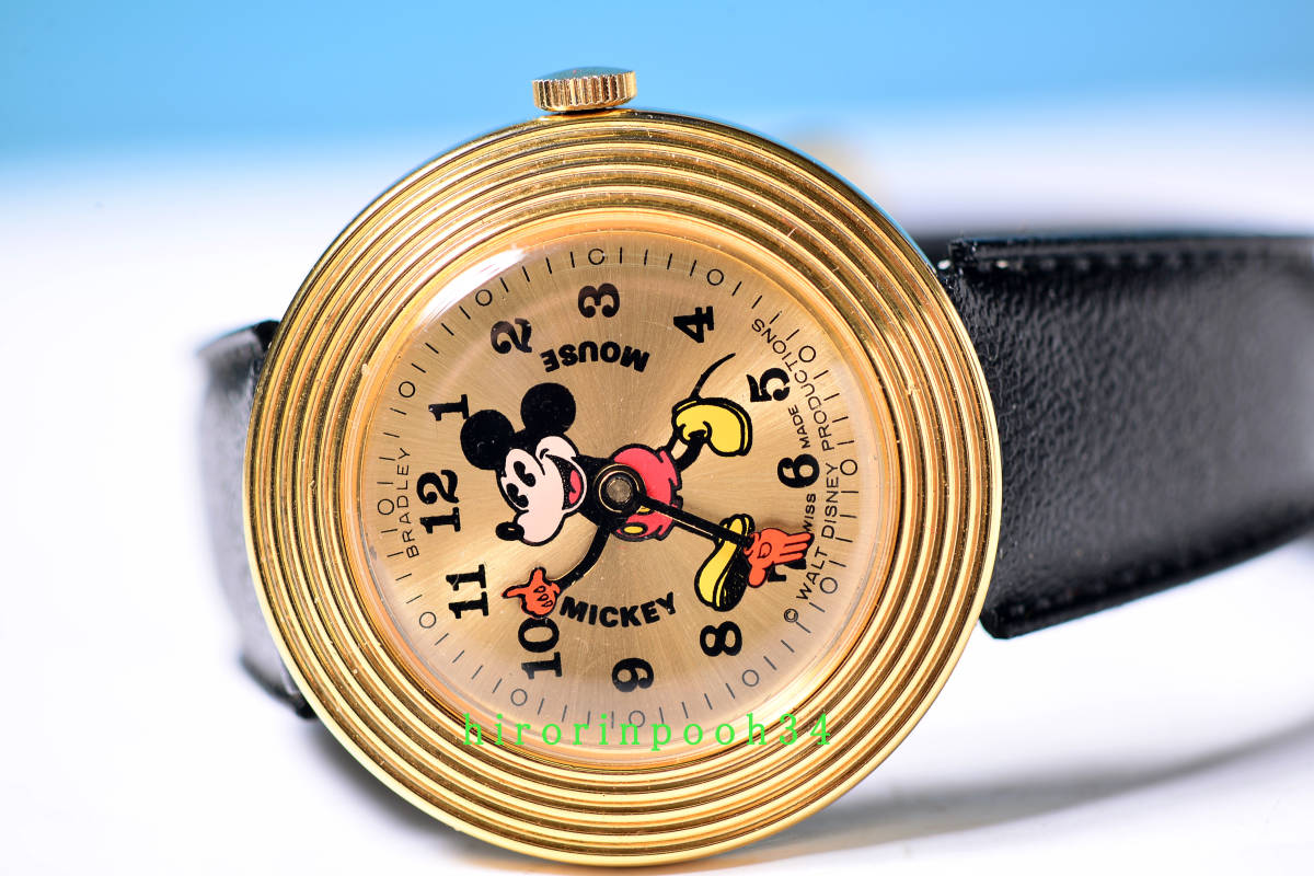  быстрое решение BRADLEY * пирог I большой шар * Mickey Mouse ручной завод часы * Disney *SWISSb Lad Ray 