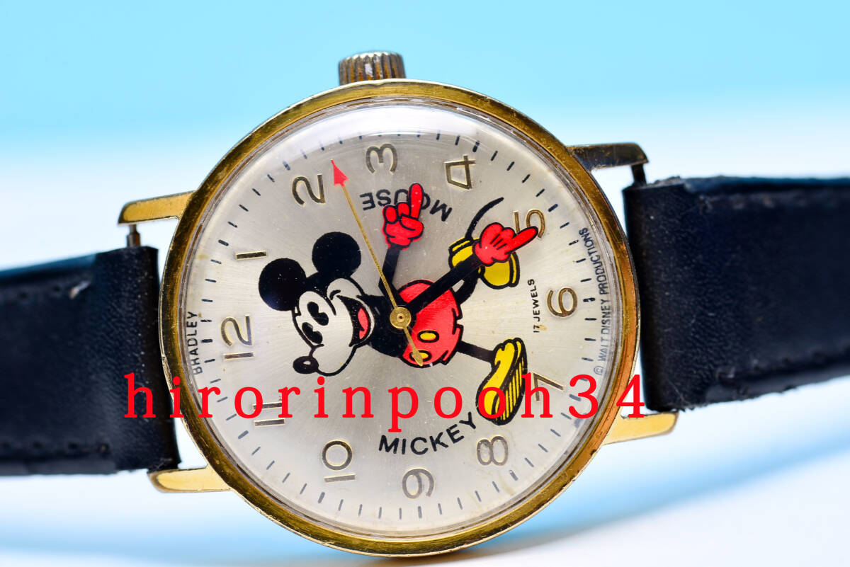 ディズニー　貴重　BRADLEY　最高級１７石　パイアイ　ミッキーマウス　手巻き腕時計　ブラッドレイ_画像2