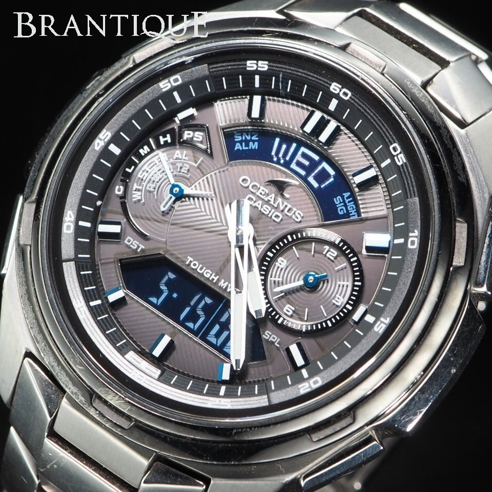 * аналог × цифровой * CASIO Casio titanium OCEANUS Oceanus OCW-T410 радиоволны солнечный USED товар работа товар breath мужские наручные часы [24075]