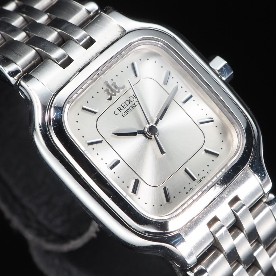 【電池交換済み】 SEIKO セイコーCREDOR クレドール 4J81-5A20 SS QZ スクエア シルバーカラー シンプル レディース 腕時計 「24049」_画像2