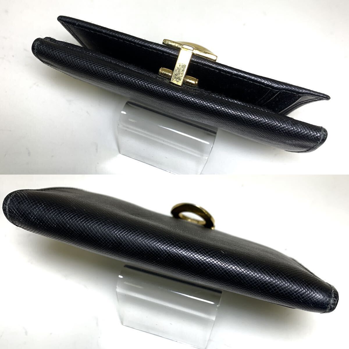 Salvatore Ferragamo フェラガモ ガンチーニ レザー 二つ折り 財布 黒 BLACK ゴールド金具 高級 ブランド おすすめ 大人気 ヴィンテージ_画像3