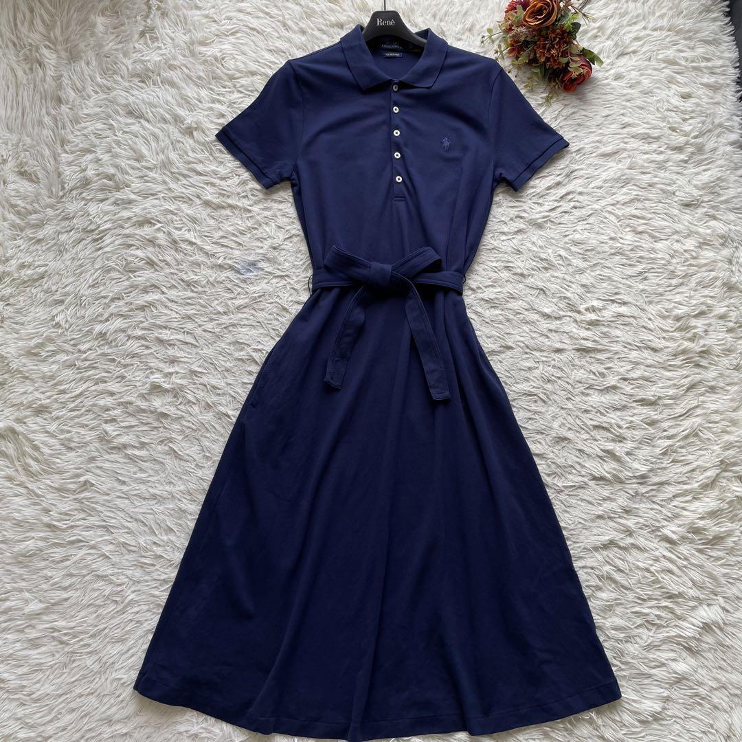 *POLO RALPH LAUREN* ポロワンピース フレアスカート ネイビー 現行タグ POLO RALPH LAUREN ポロラルフローレン フレア