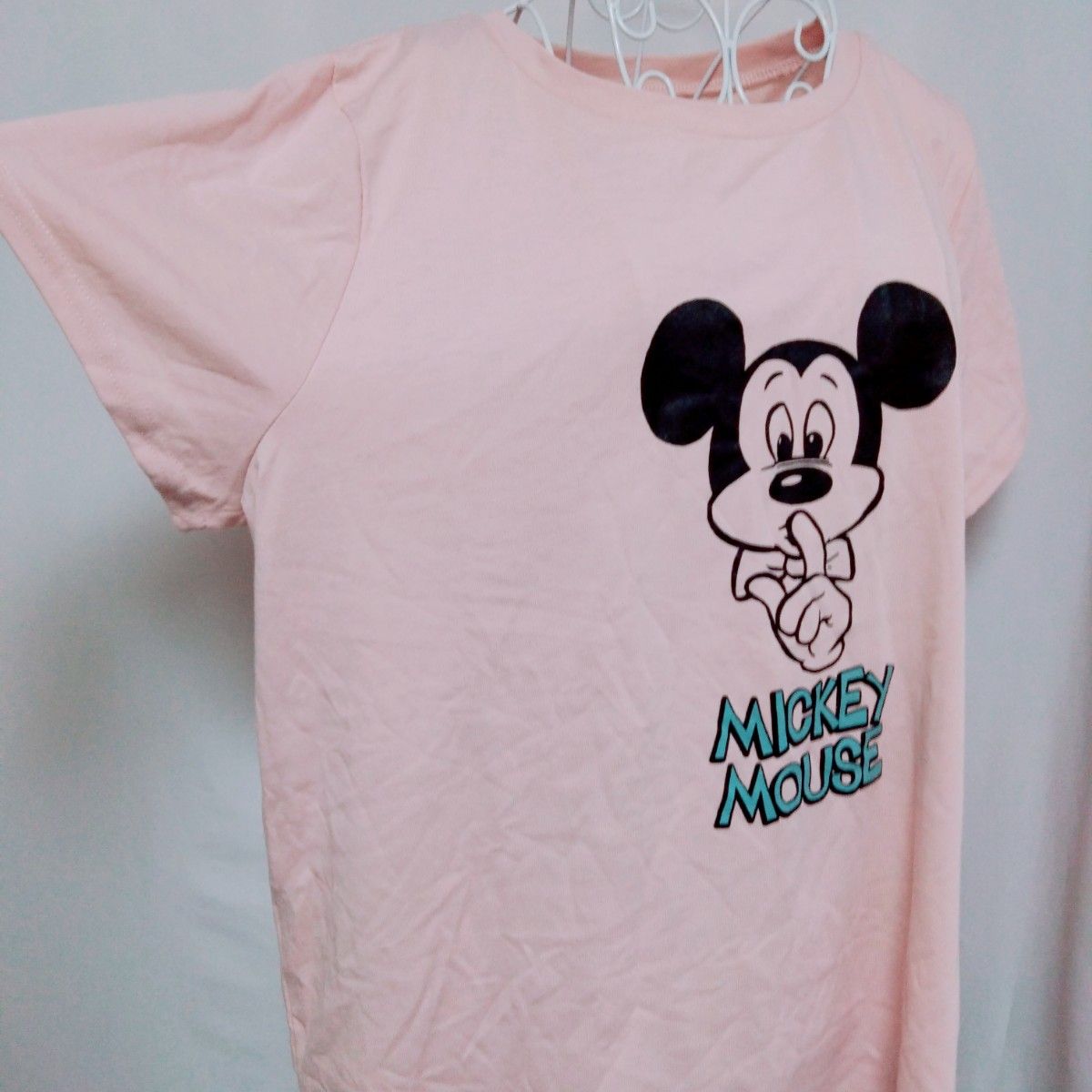 459 新品 レディース 大きいサイズ 3L 半袖 ミッキー ディズニー ピンク Tシャツ   