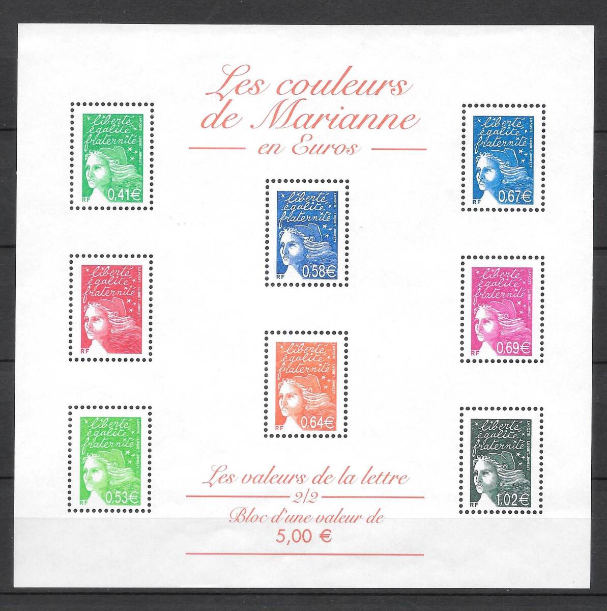 フランス 2002年革命記念日のマリアンヌ ★小型シートの画像1