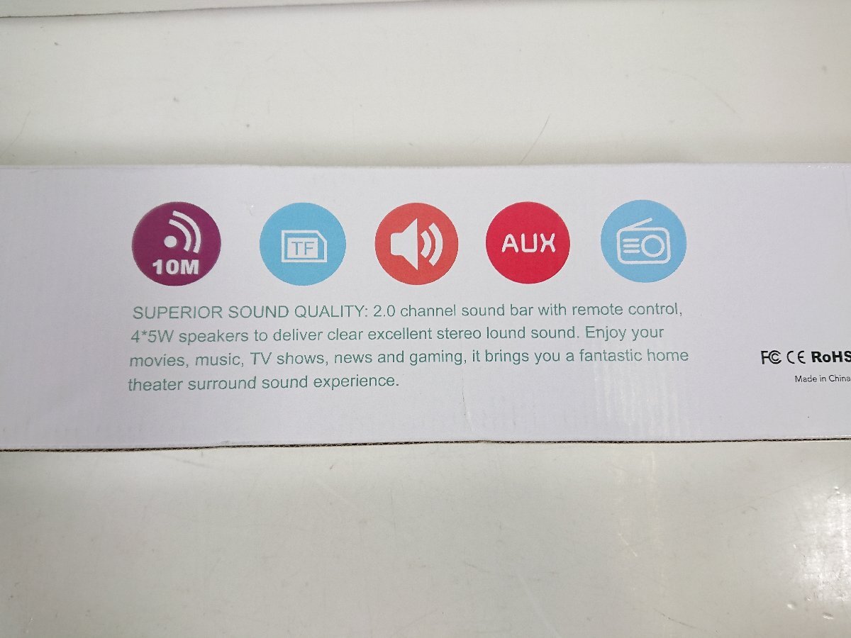Sounderbar Speaker Music Player ワイヤレス サウンドバー ステレオスピーカー BS-28D ブラック オーディオ機器 ホームシアター 未使用_画像6