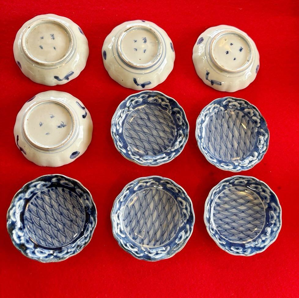  old clay .. year made legume plate 9 sheets blue and white ceramics 