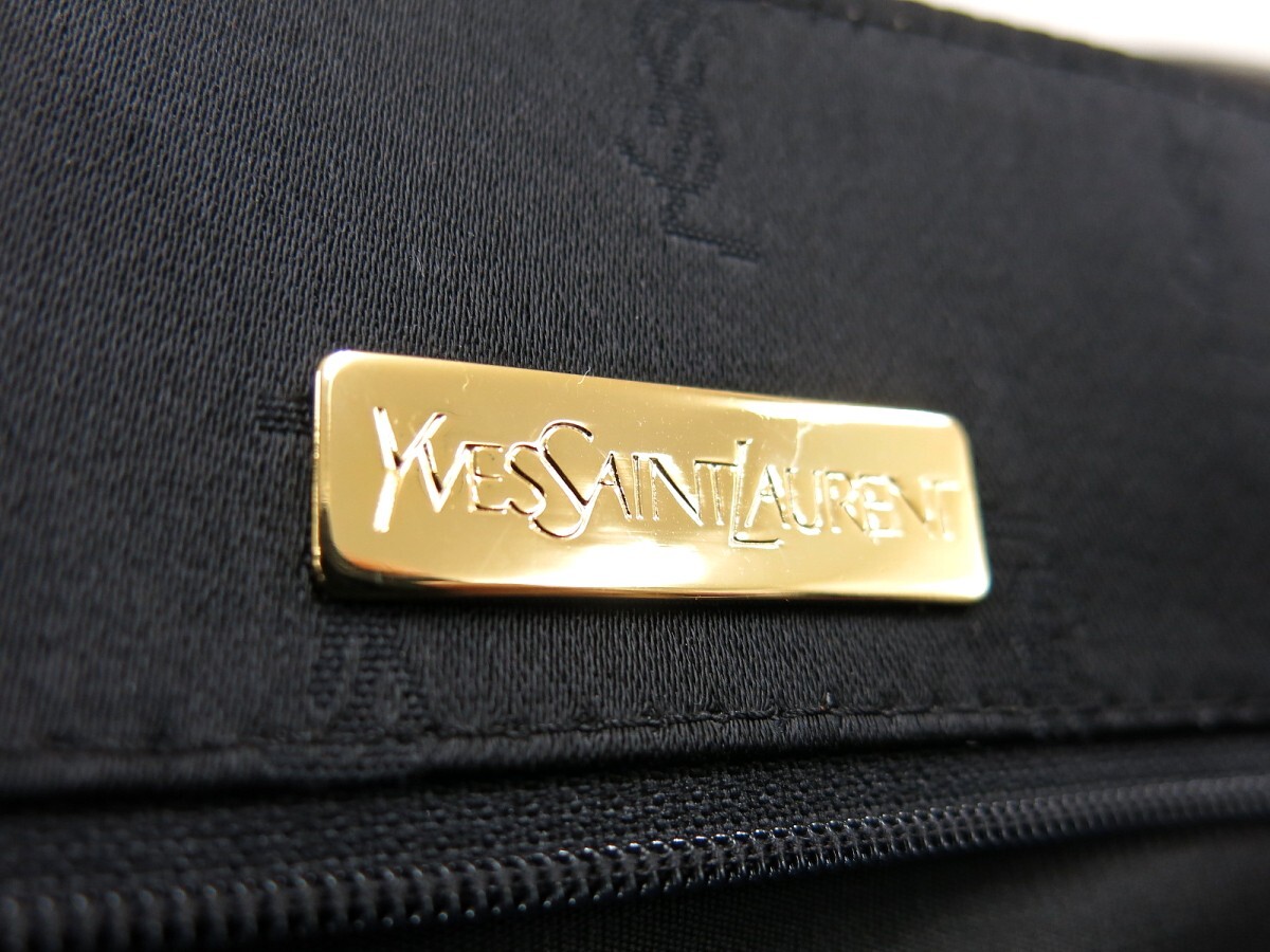 YSL Yves Saint-Laurent イヴ・サンローラン◆キャンバス エナメル パテント レザー 本革◆ハンド バッグ◆ブラック G金具◆美品◆N7973_画像8