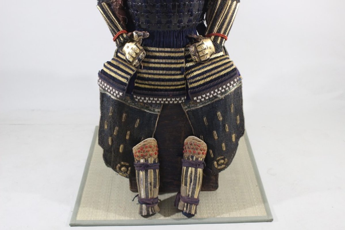 ^v special valuable recognition paper iron black lacquer paint cut attaching ... navy blue thread element .. two sheets trunk armor Edo previous term 43×58×143cm 18.54kg trunk / armour / armour / armor ^v