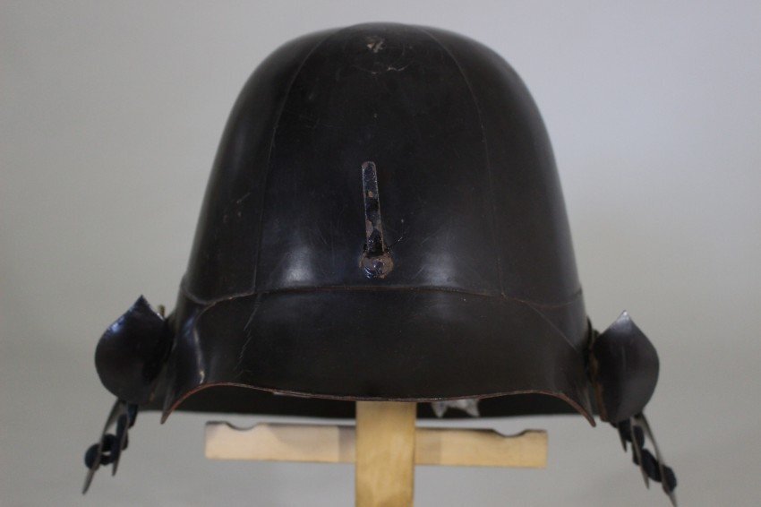 ^v. форма шлем половина . передний . Edo металлический, передний .: дерево, чёрный лаковый краска шлем :32×30×26cm половина .:18×15×8.5cm 2.11kg доспехи / доспехи / доспехи ^v