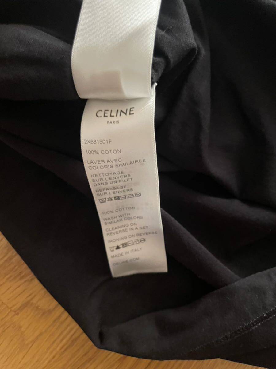CELINE セリーヌ ブラックコットンロゴTシャツXS_画像6