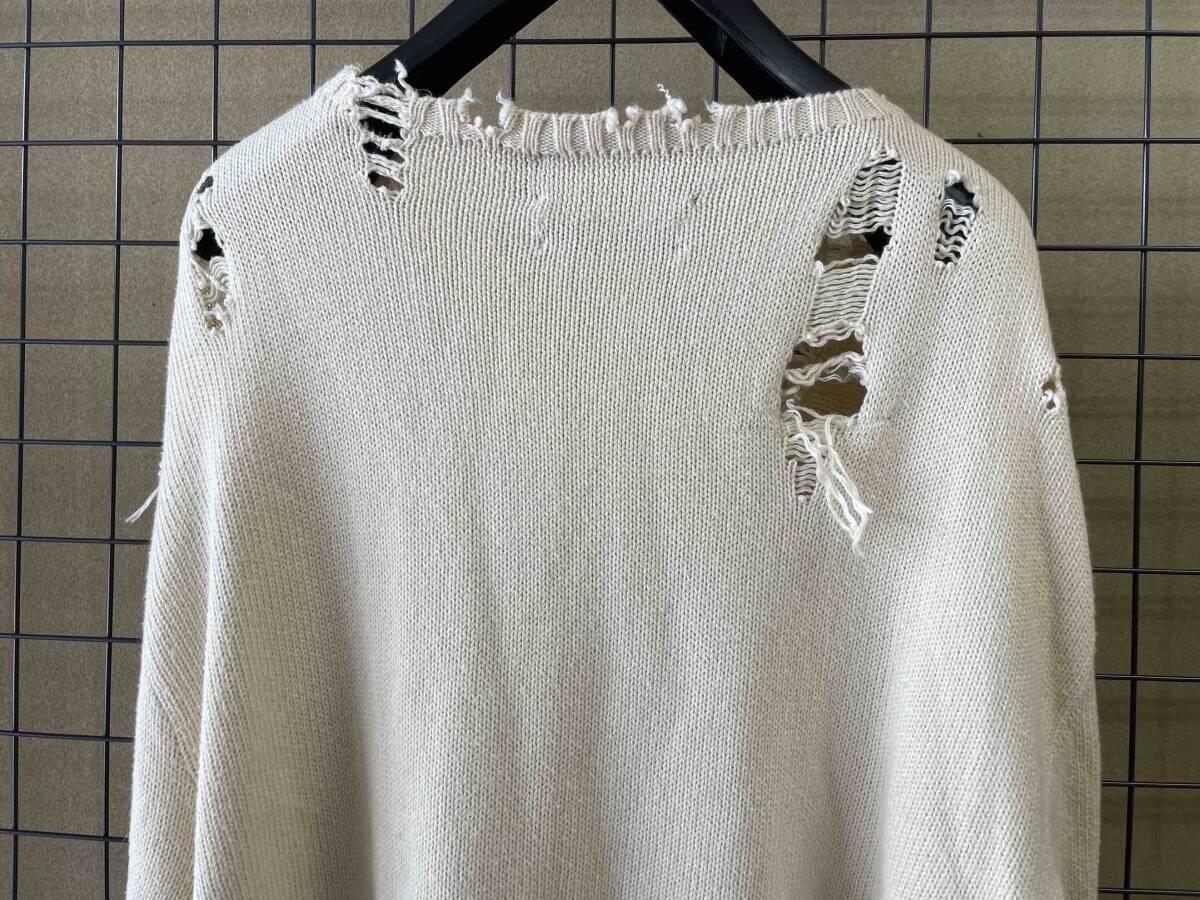 【Polo by Ralph Lauren/ポロバイラルフローレン】Damage Crewneck Cotton Knit sizeL ダメージ加工 クラッシュド クルーネック ニット_画像6