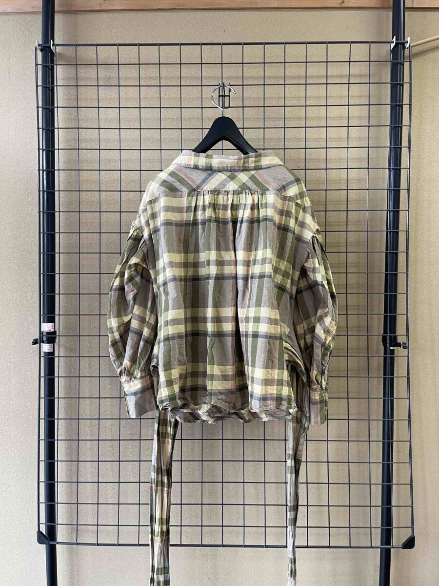 【muller of yoshiokubo/ミュラーオブヨシオクボ】Cotton×Linen Check Shirt size36 日本製 コットン×リネン チェック シャツ ブラウスの画像7