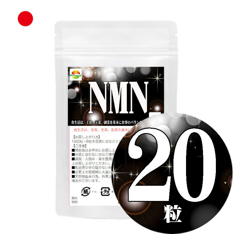 NMN サプリメント 20粒 5袋セット計100粒 日本製 国産ニコチンアミドモノヌクレオチド使用 1粒250mgあたりNMN50mg配合　1袋に1000mg配合_画像2