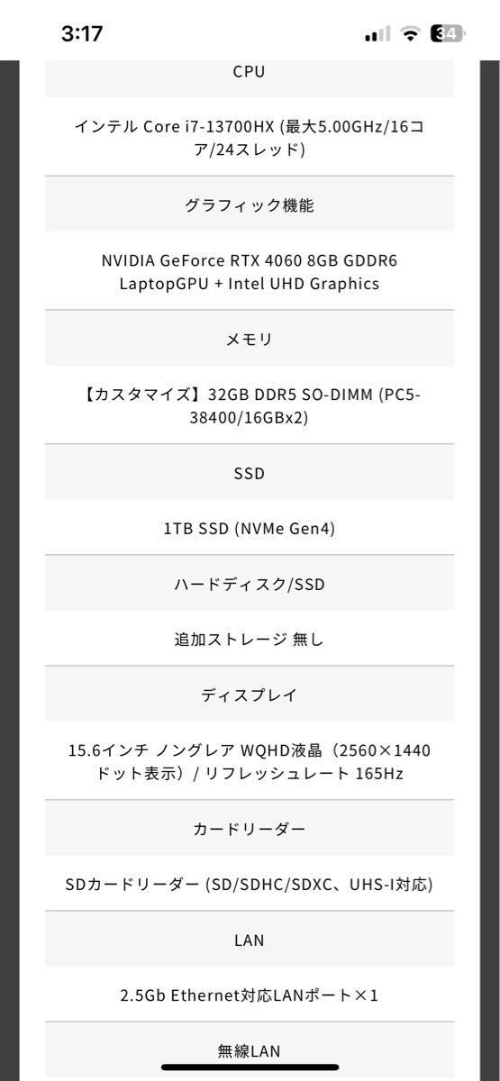 【最終価格】raytrek R5-RL6 32GB 13700hx 1TBSSD GeForceRTX4060 8GBGDDR6