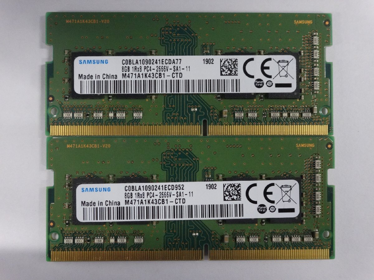 DDR4メモリ SAMSUNG PC4-21300(2666V) 8GB×2枚 計16GB 送料無料 Z0306_画像1