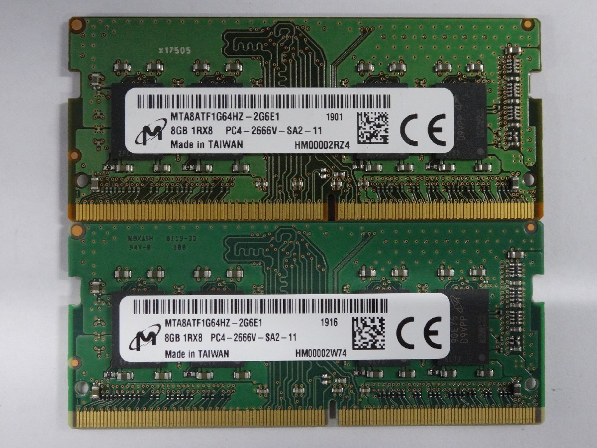 DDR4メモリ Micron PC4-21300(2666V) 8GB×2枚 計16GB 送料無料 Z0322_画像1