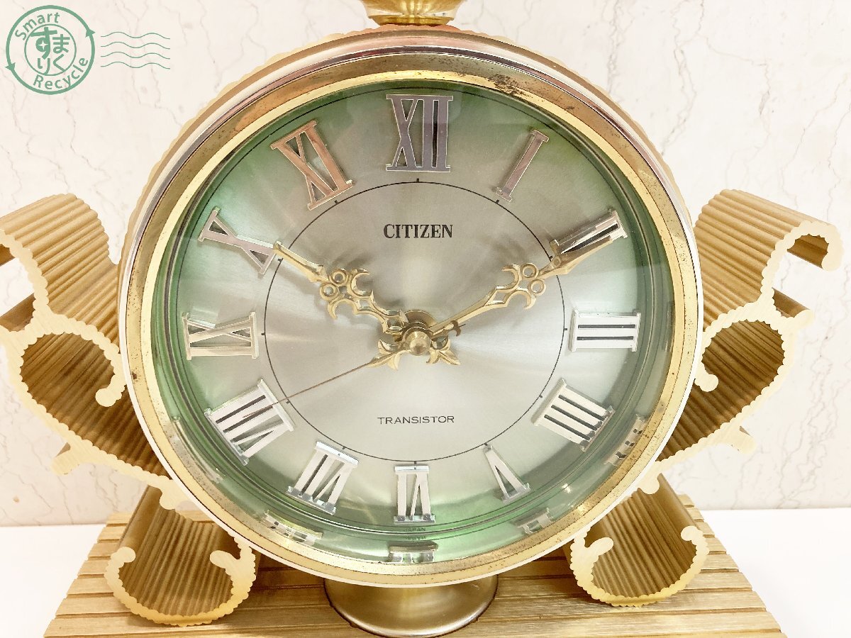 2405600388 ♭ CITIZEN シチズン 置時計 3針 アナログ 置物 レトロ アンティーク 横約25cm×奥行約9cm×高さ約30.5cm 現状品 ジャンクの画像2