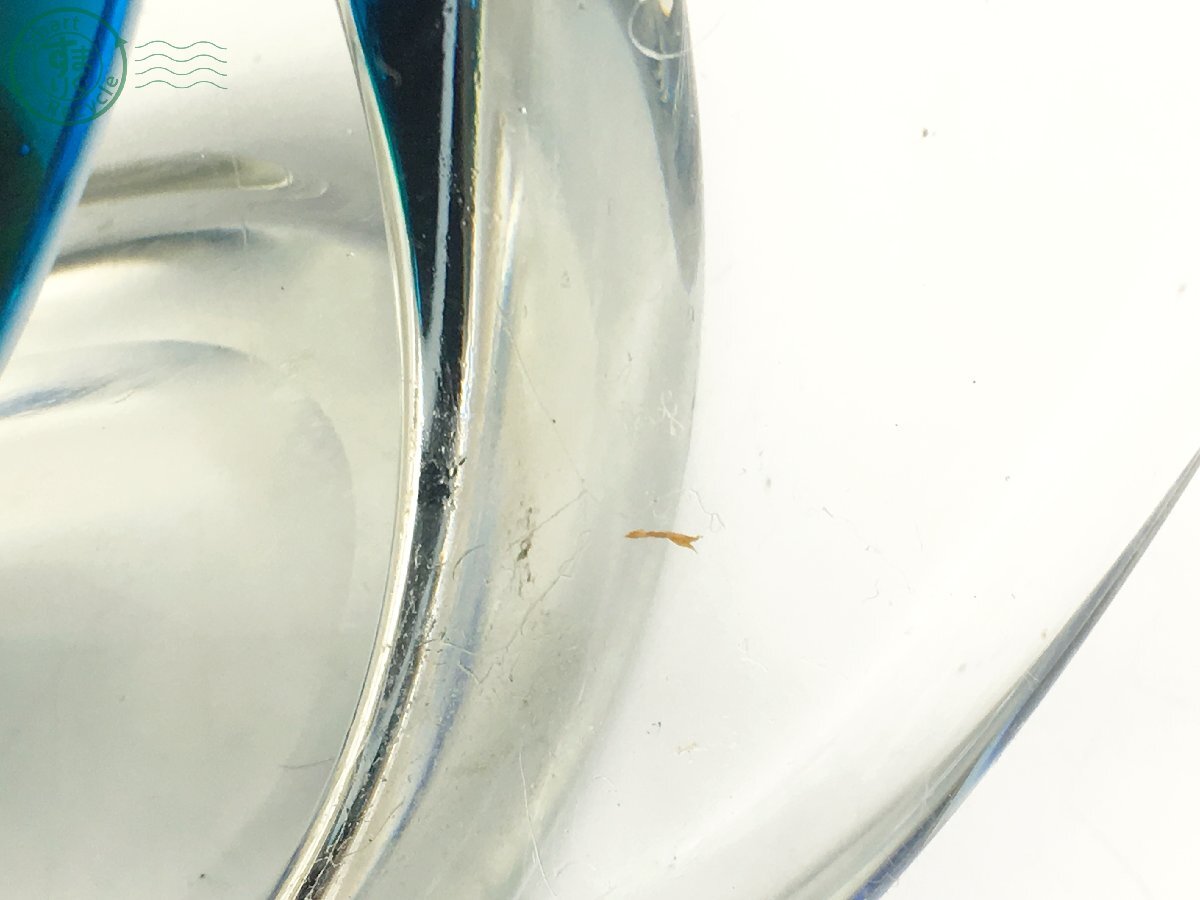2405600564  ☆ マルティグラス レトロ フラワーベース 花瓶 花器 ガラス製 インテリア 置き物 オブジェ ブルー系 箱入り 中古品の画像6