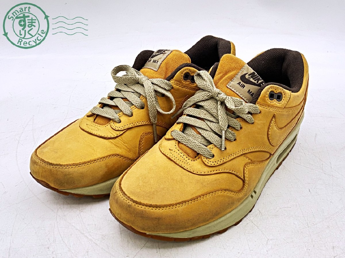 2405601761　●NIKE スニーカー AIR MAX 1 LTR PREMIUM 27.5cm エアマックスレザープレミアム キャメル 705282-700 靴 中古_画像1