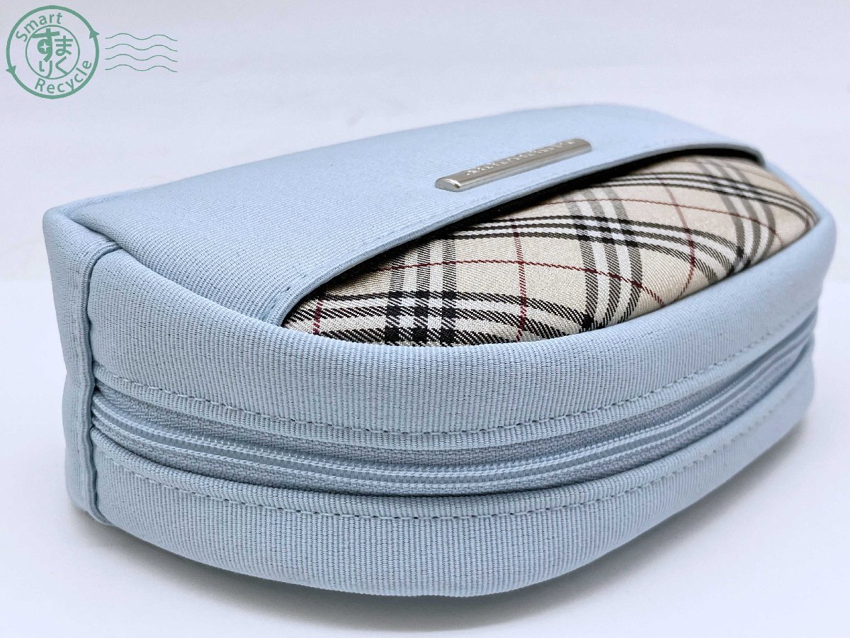 2405601926 * BURBERRY Burberry pouch case make-up pouch make-up pouch multi case light blue light blue noba check 