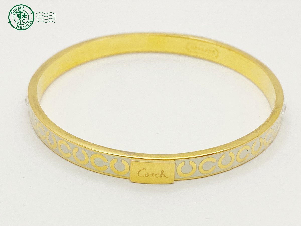 2405602001 ^ COACH Coach браслет Logo стразы Gold рука вокруг примерно 20.0cm женский аксессуары бренд б/у 