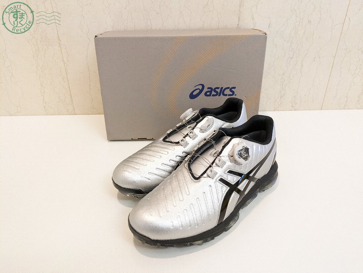 2405602264　◎asics GEL-ACE PRO 3 Boa ゴルフシューズ 26cm シルバー ブラック レザー TGN919 アシックス ゲルエース プロ3 靴 中古_画像1