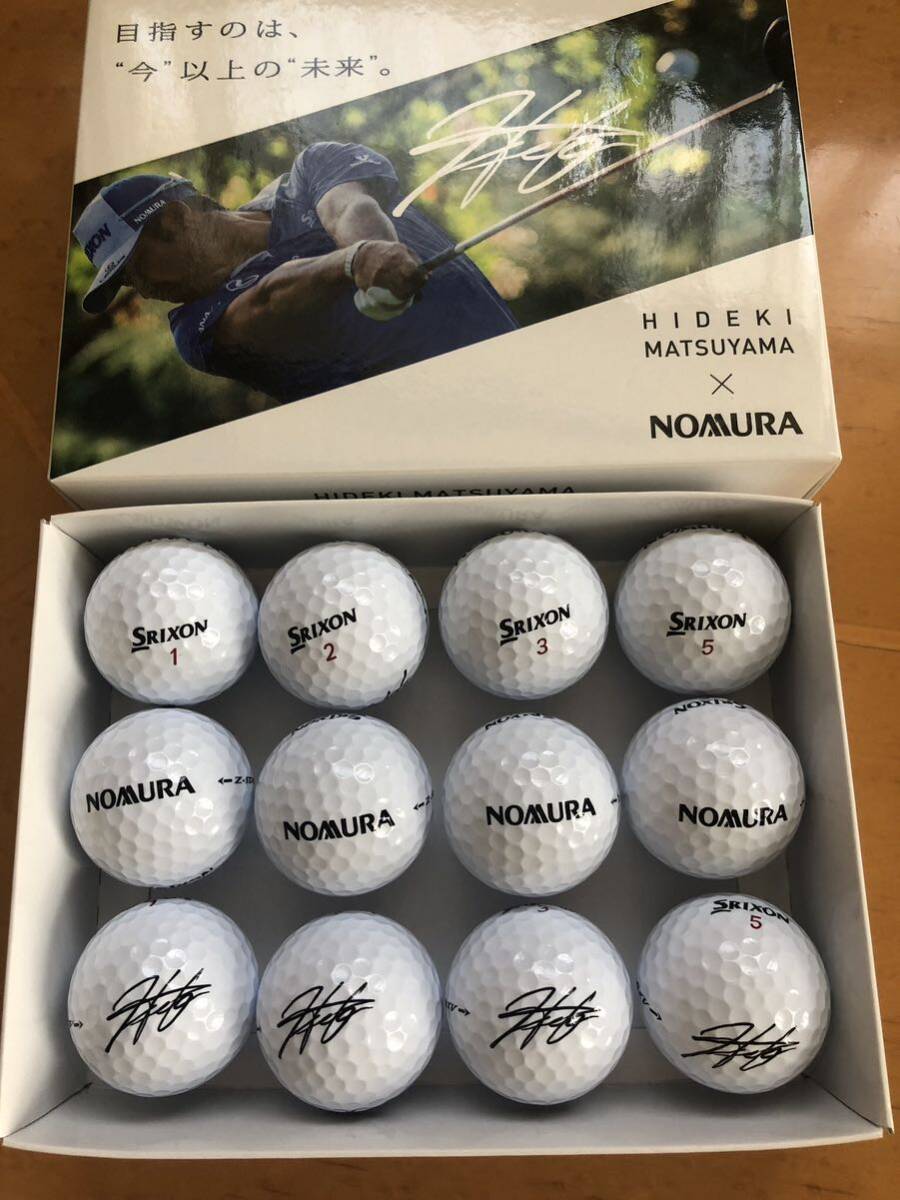 非売品★松山英樹プロプリントサインNOMURAロゴ入りゴルフボール １ダース　新品レアSRIXON Z-STARXV _画像1