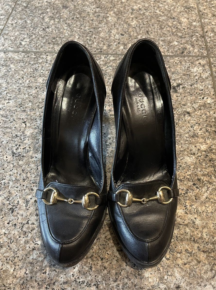 【婚活ハイヒール】グッチ ホースビット ローファー 革靴 ハイヒール ブラック 23cmの画像2