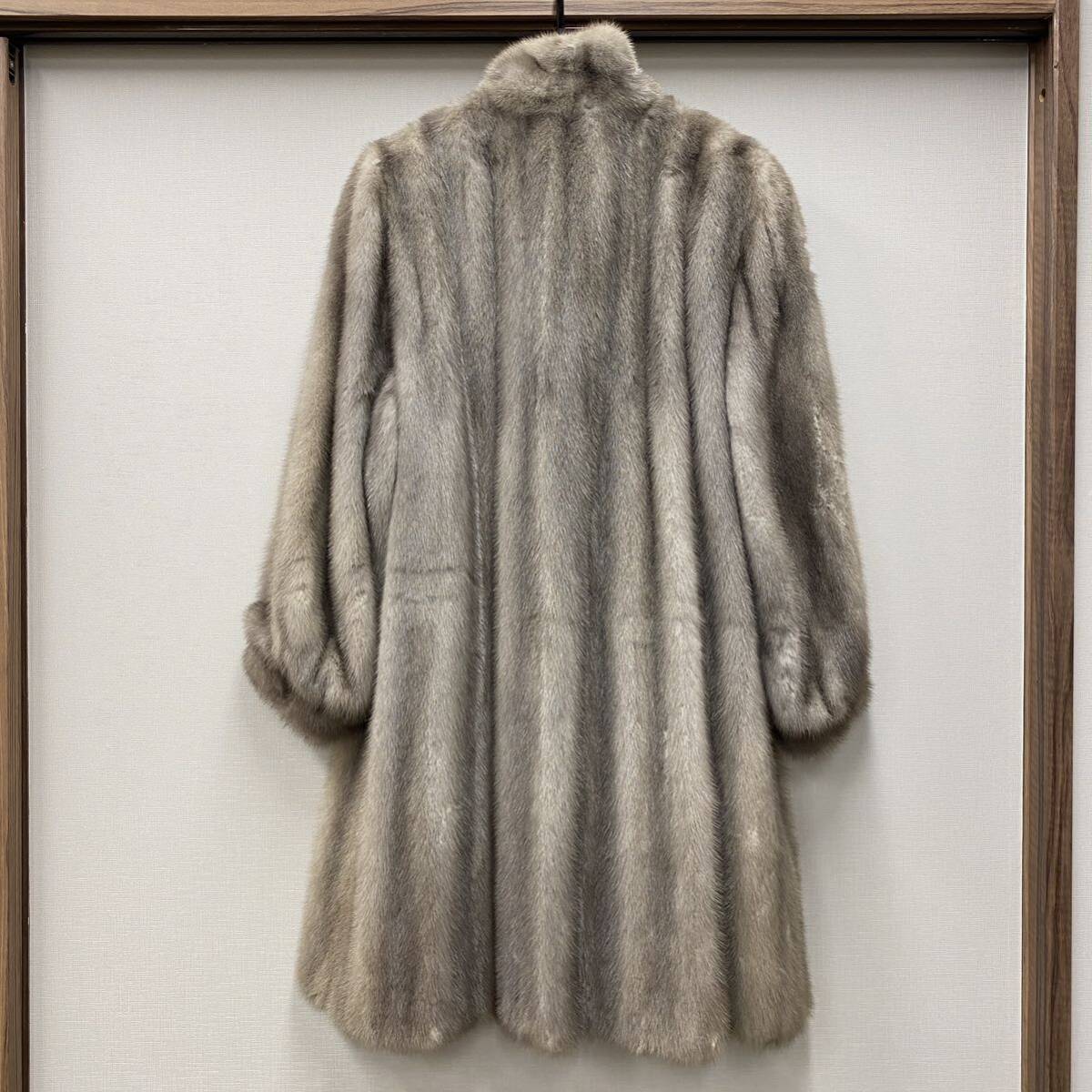 【Q-276】 FUR SALON 高島屋 毛皮 ファー コート ミドル丈 グレー系の画像2