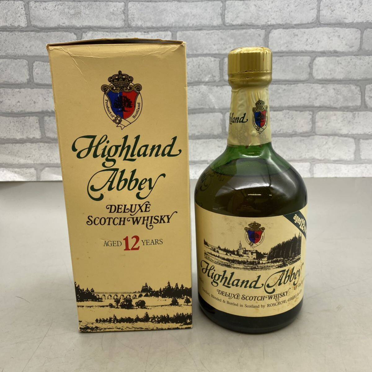 【酒G-2】 Highland Abbey 12年 ハイランドアビー デラックス スコッチウィスキー 760ml 43% 未開栓_画像1