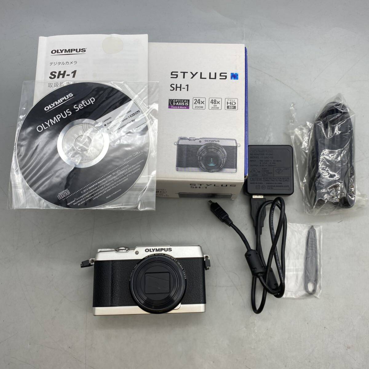 【V-11】 OLYMPUS STYLUS SH-1 通電確認済み オリンパス デジタルカメラ 充電器 箱付き _画像1