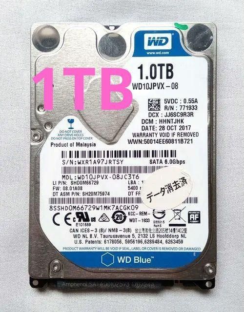  ① 1TB HDD ★ WDC WD10JPVX-08JC3T6：1000GB ★Weatern Digital 2.5インチ★
