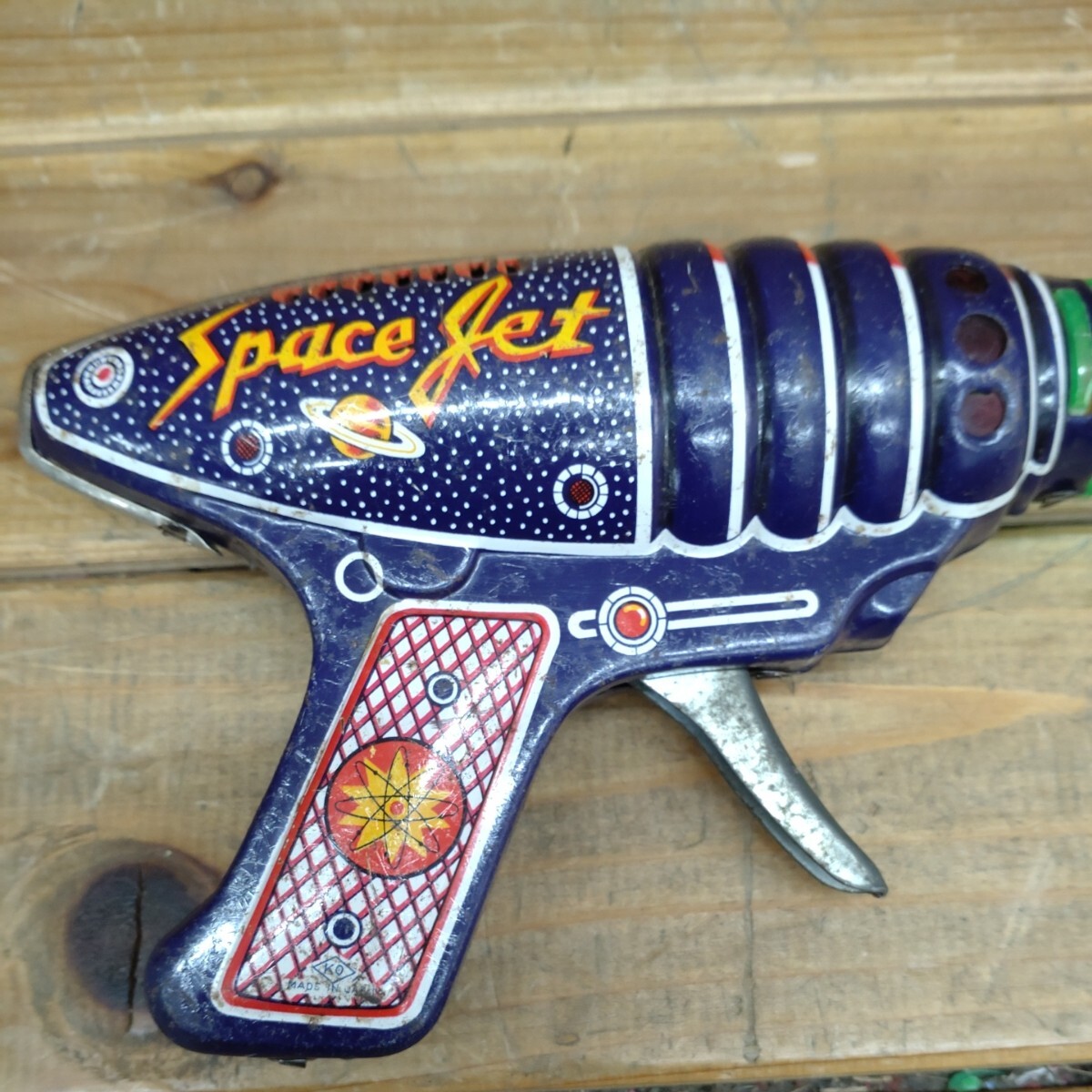  Showa Retro жестяная пластина производства 70s 70 годы . магазин KO Space jet gun Space Jet Gun космос ружье жестяная пластина. металлический . Vintage игрушка подлинная вещь 