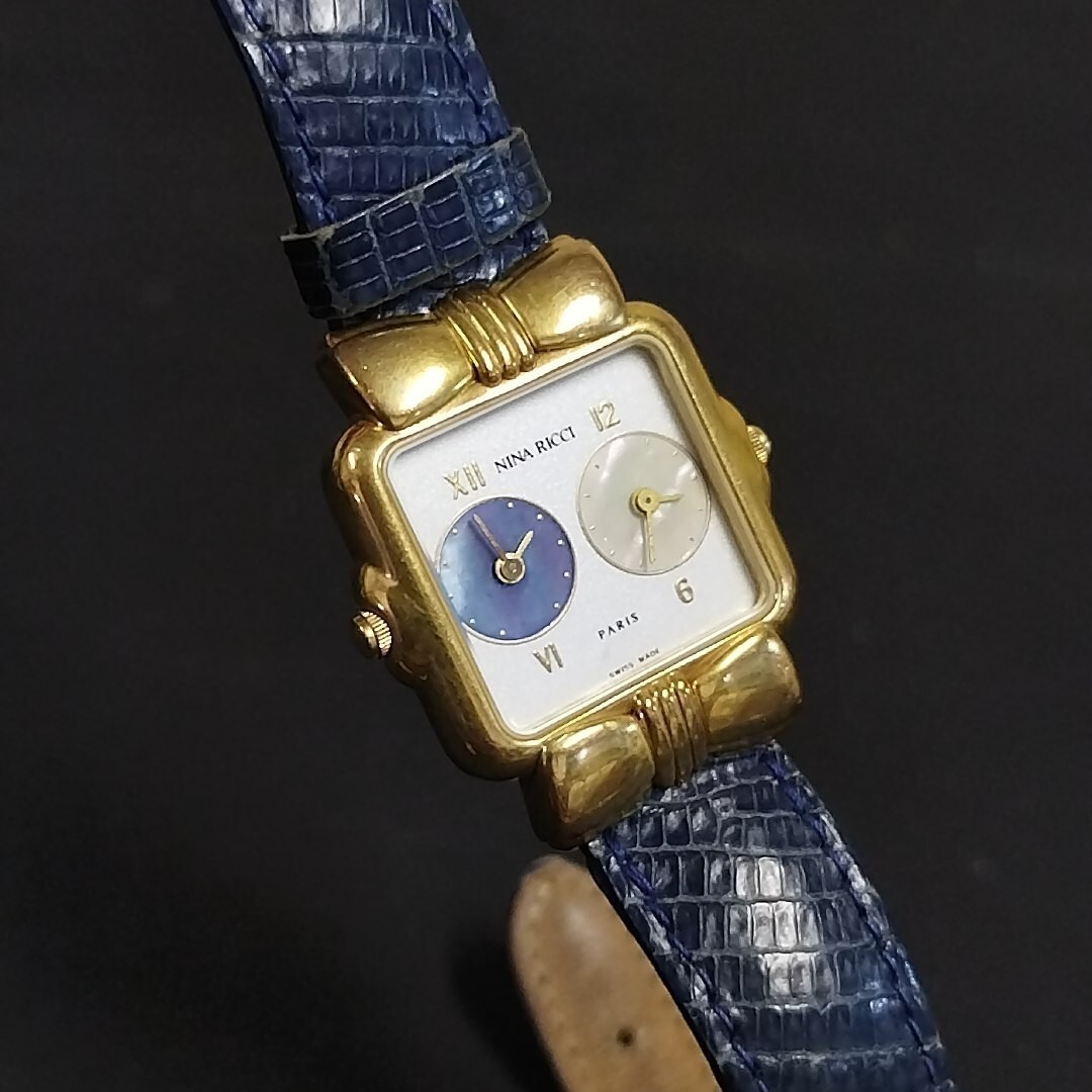 51516 NINA RICCI PARIS 腕時計 ニナリッチ 時計 ゴールド レディース スウィス製 レザー W 974 動作未確認 クォーツ PLAQUE OR G10m_画像10