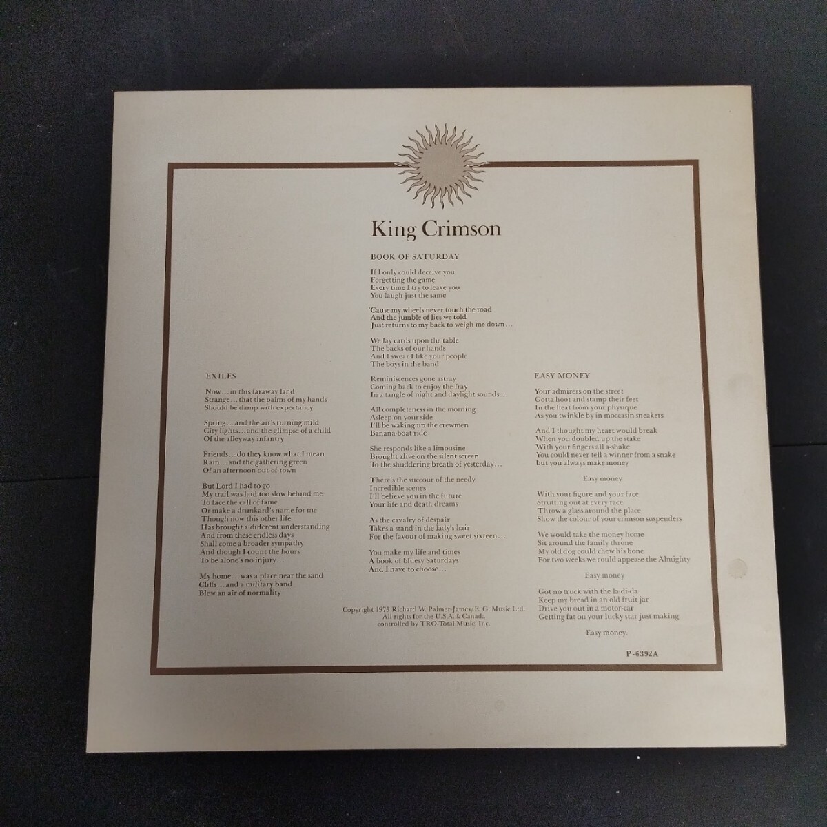51517 レコード キング・クリムゾン 太陽と戦慄 帯付き King Crimson アルバム 洋楽 プログレッシブロックバンド KING CRIMSON 現状品_画像9