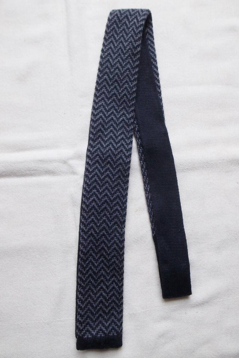 BEDWIN& THE HEARTBREAKERSbedo wing knitted necktie black × gray herringbone bow Thai 