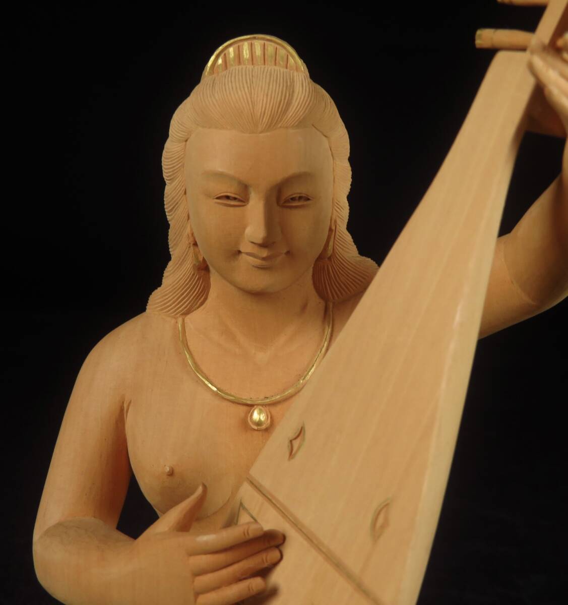 SAKURAYA】仏教美術【金彩木彫 秘宝弁財天像置物(ガラスケース SAKURAYA】仏教美術【金彩木彫 秘宝弁財天像置物(ガラスケース