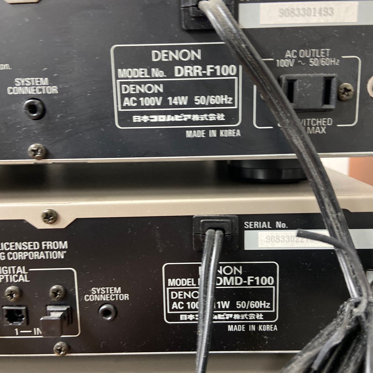 UTt508【通電OK】DENON デノン システムコンポ DRR-F100 / DMD-F100 / DRA-F100 / DCD-F100 / SC-F100 ペア オーディオ機器 現状品の画像7