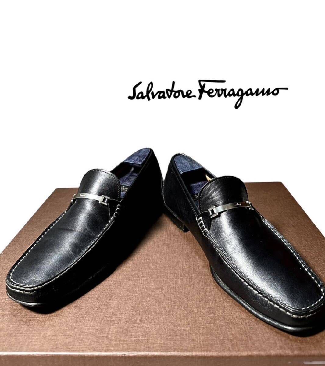 【本物保証】極上美品◆ Salvatore Ferragamo フェラガモ ◆ビット ローファー ビジネスシューズ 革靴 UR 55025 サイズ 8 26cm相当の画像1