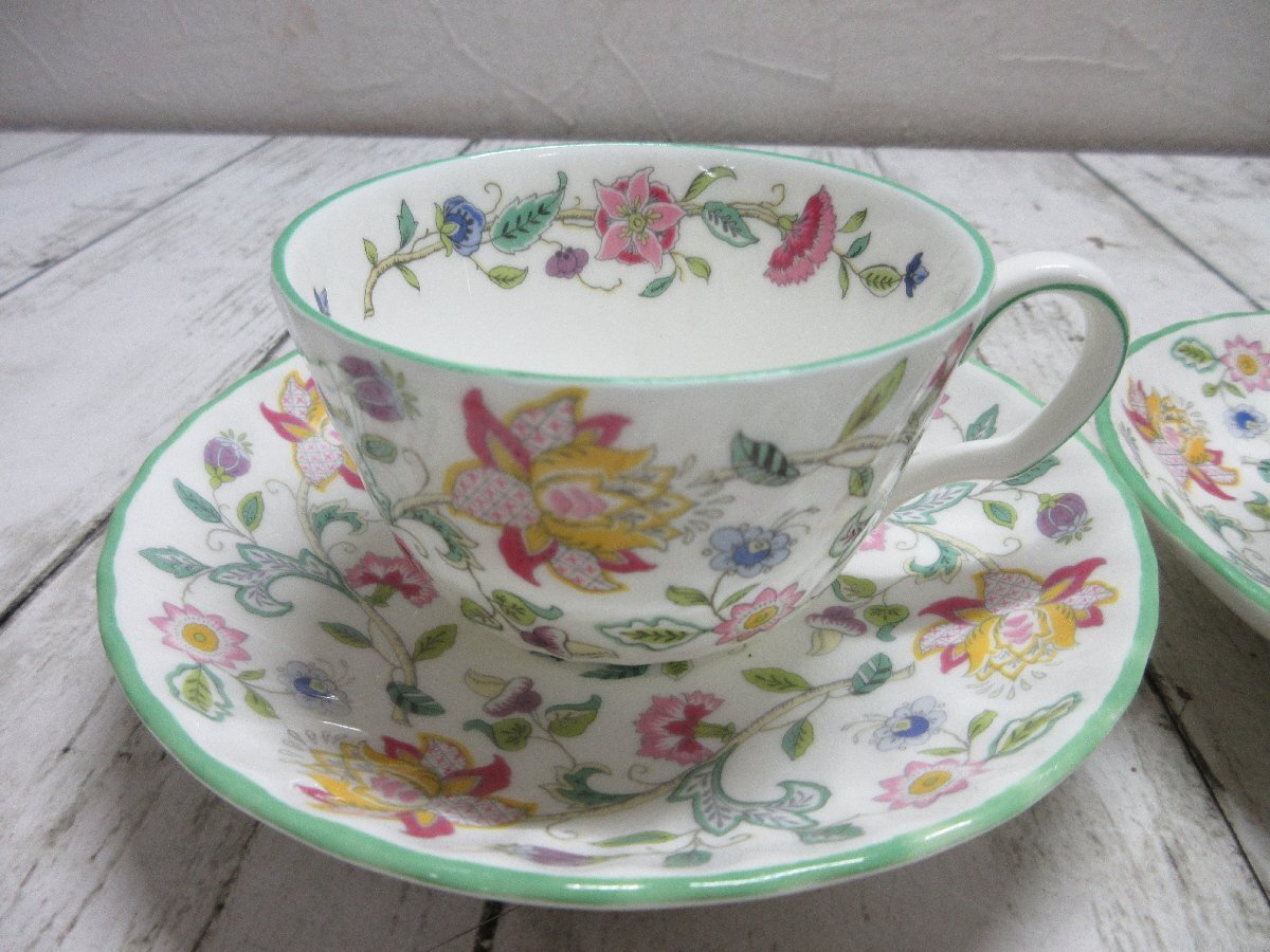 1 jpy Minton is Don hole green MINTON HADDON HALL cup & saucer 2 customer [ star see ]