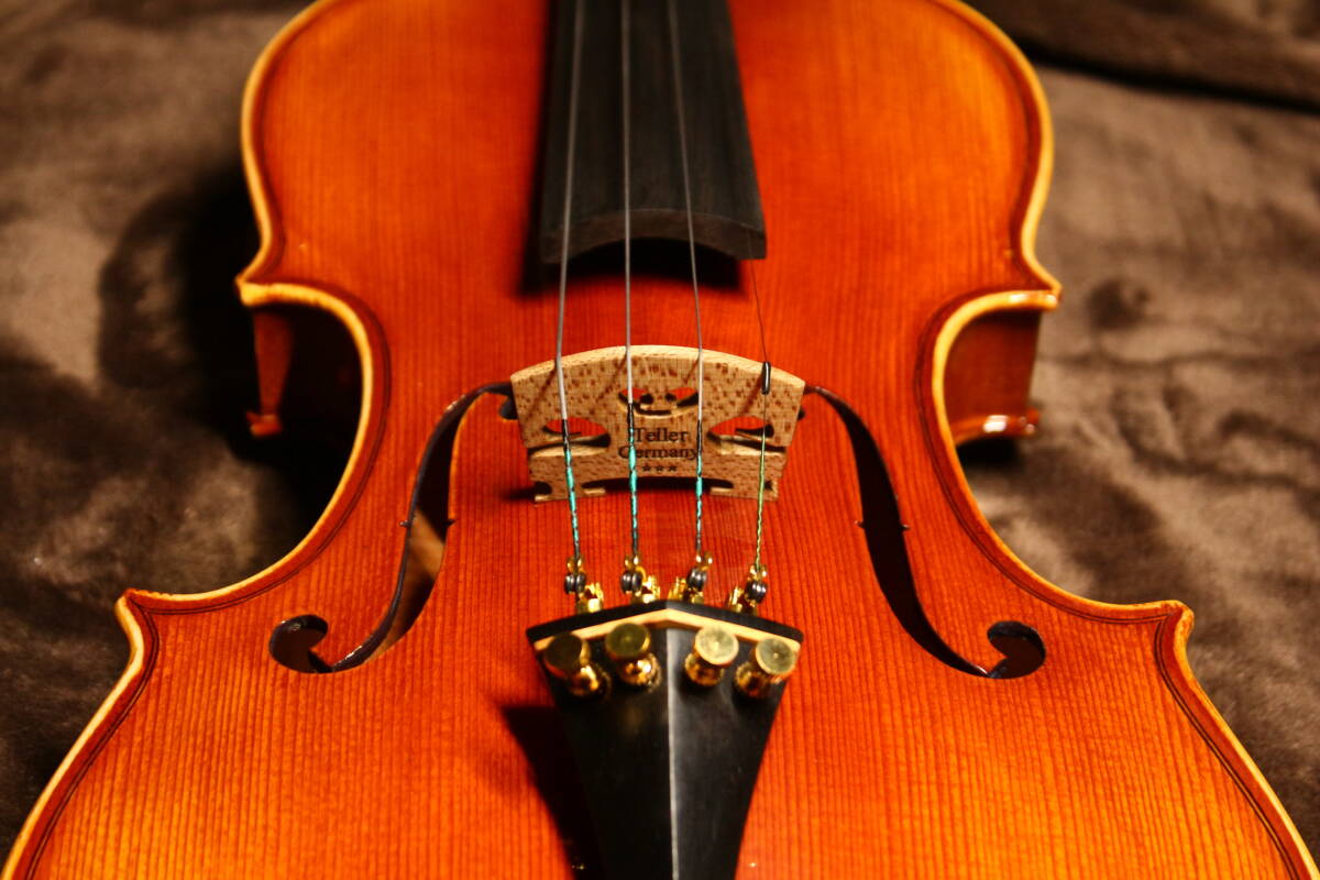 工房製 バイオリン アンティークフィニッシュ 虎杢 美麗 裏板一枚 セットの画像8